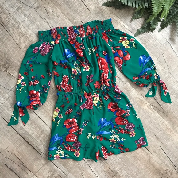 As U Wish Pants - As U Wish Green & Floral Romper